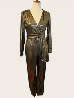 Vintage Metallic Disco Gold Jumpsuit